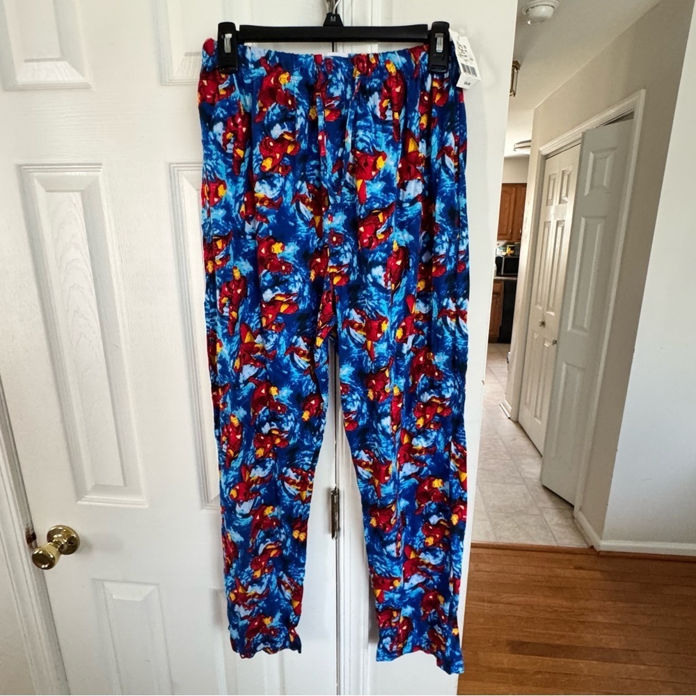 Marvel Iron Man Pajama Pants Mens S NWT Blue Cotton Lounge Sleep Bottoms